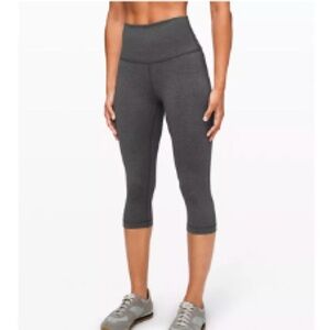 Lululemon Wunder Under High-Rise Crop 17" *Luxtreme Heathered Black Size 2